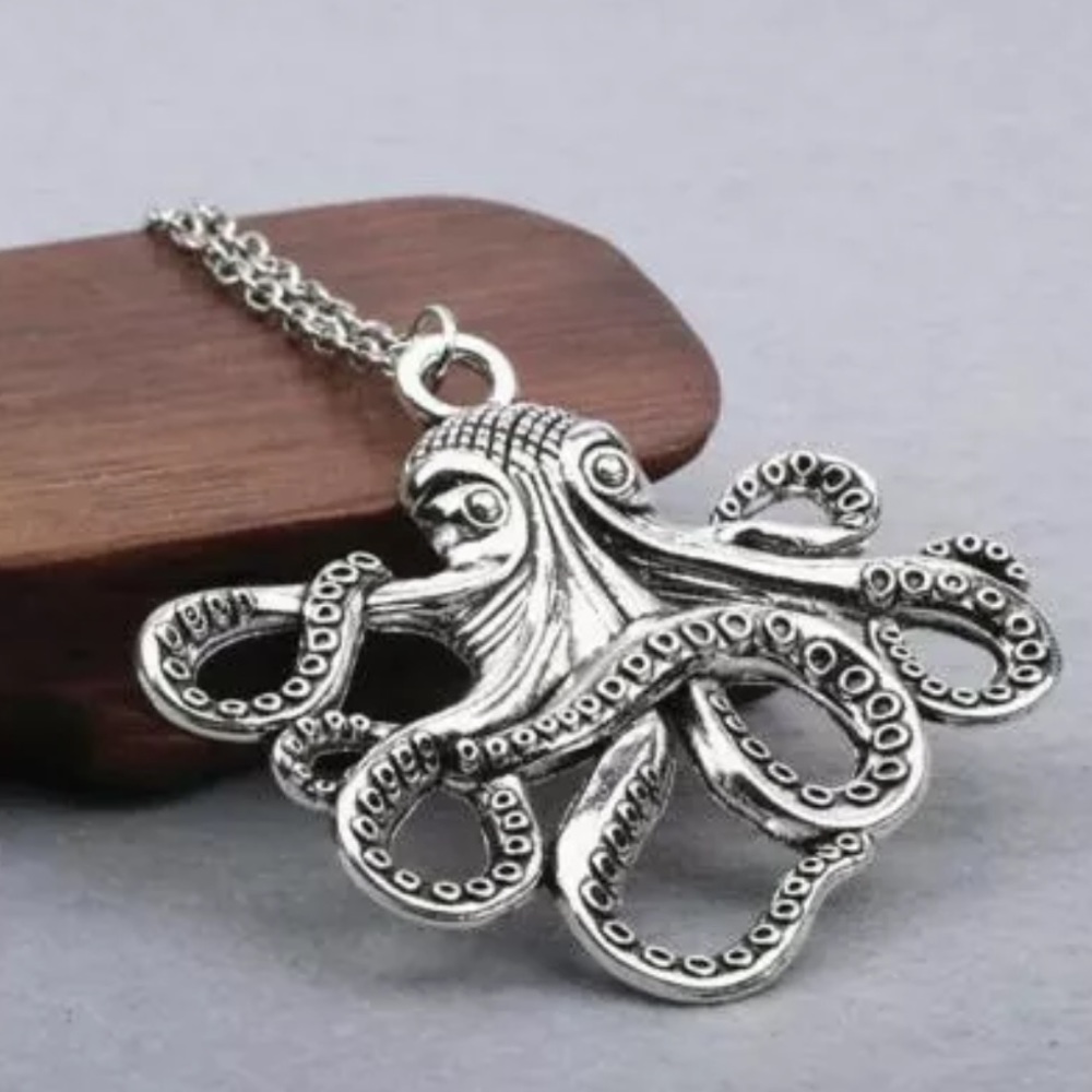Nautical Octopus Silver Tone Necklace - Picture 1 of 7